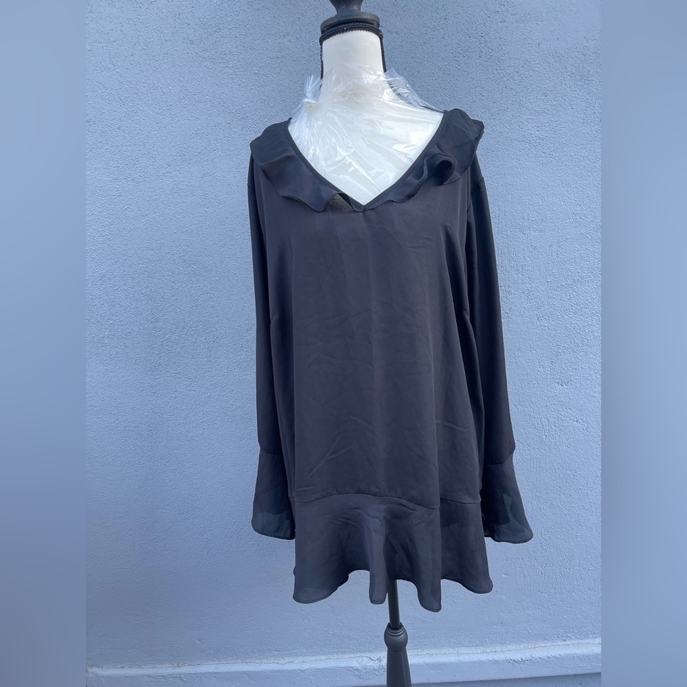 Belle by Kim Gravel Black Ruffle Blouse